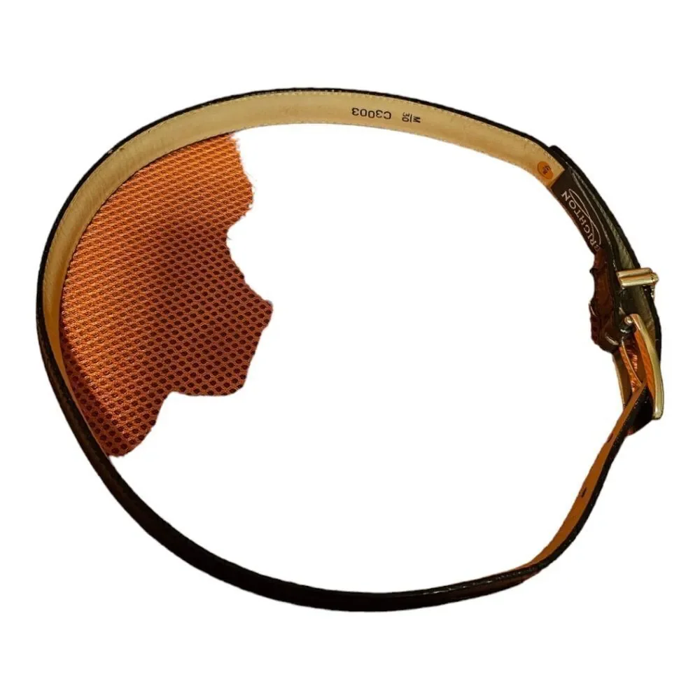 BRIGHTON Dark Brown Leather Croc‎ Print Belt Golf Charms - Size Medium 30